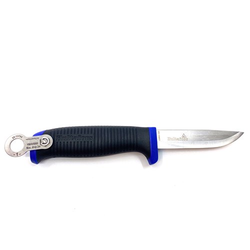 Kniv med sikring, gummiert skaft