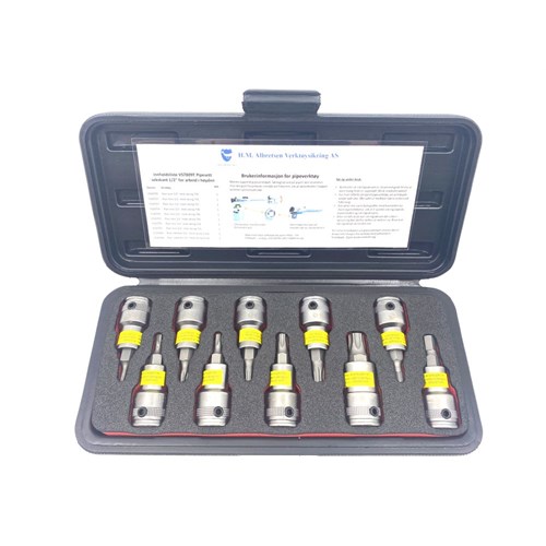 Pipesett torx 1/2" med sikring T20-55
