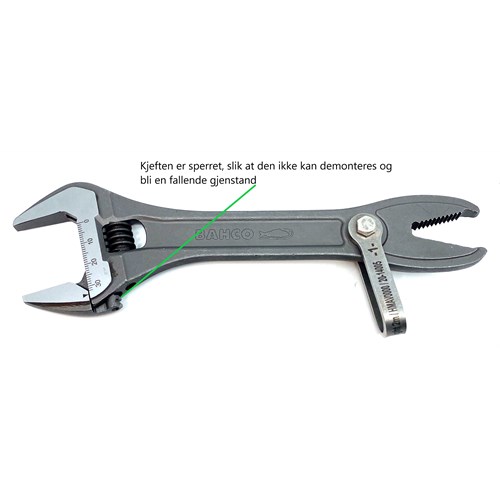 Skiftenøkkel med sikring, alligator kjeft 8"